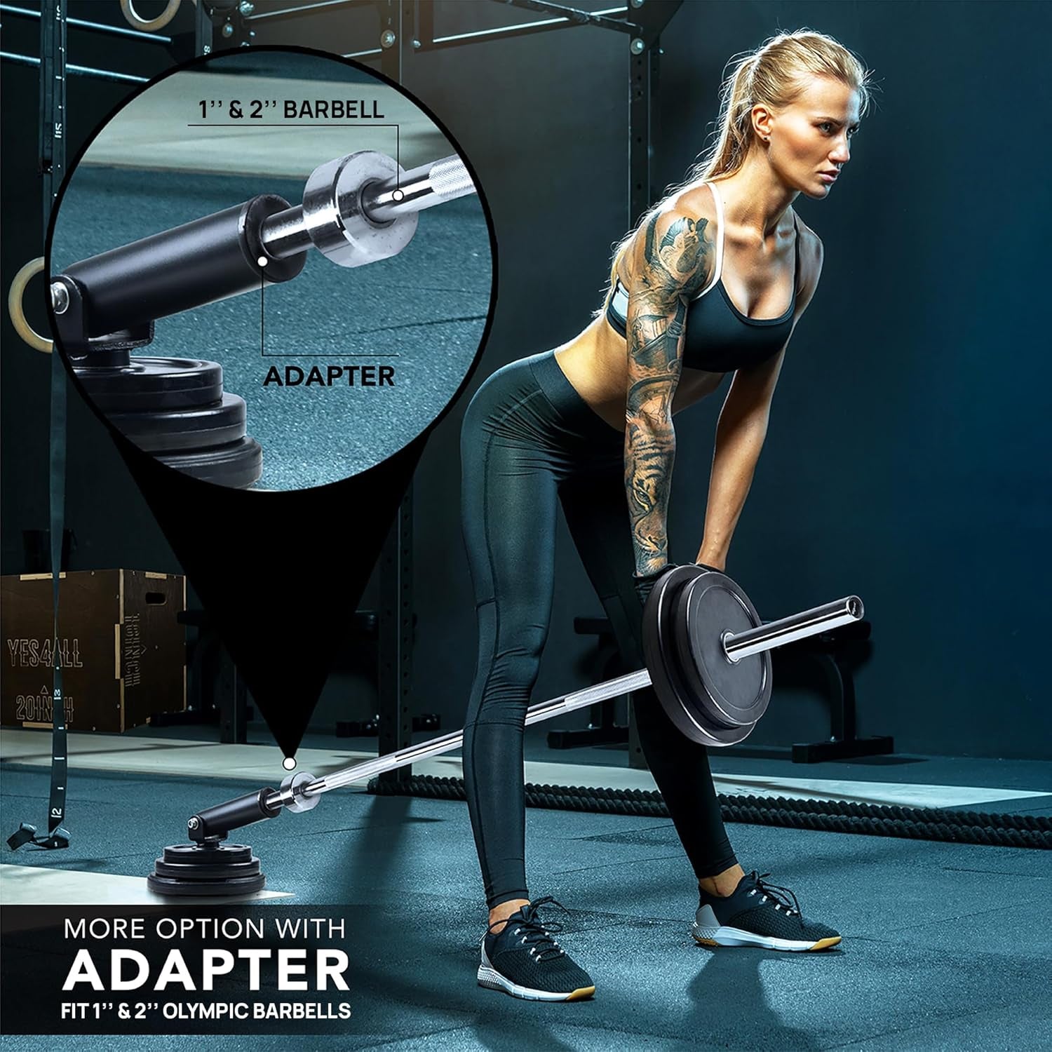 T-Bar Row Plate Post Insert Landmine Attachment – Fit 1" & 2” Olympic Bars – Full 360° Swivel & Easy to Install