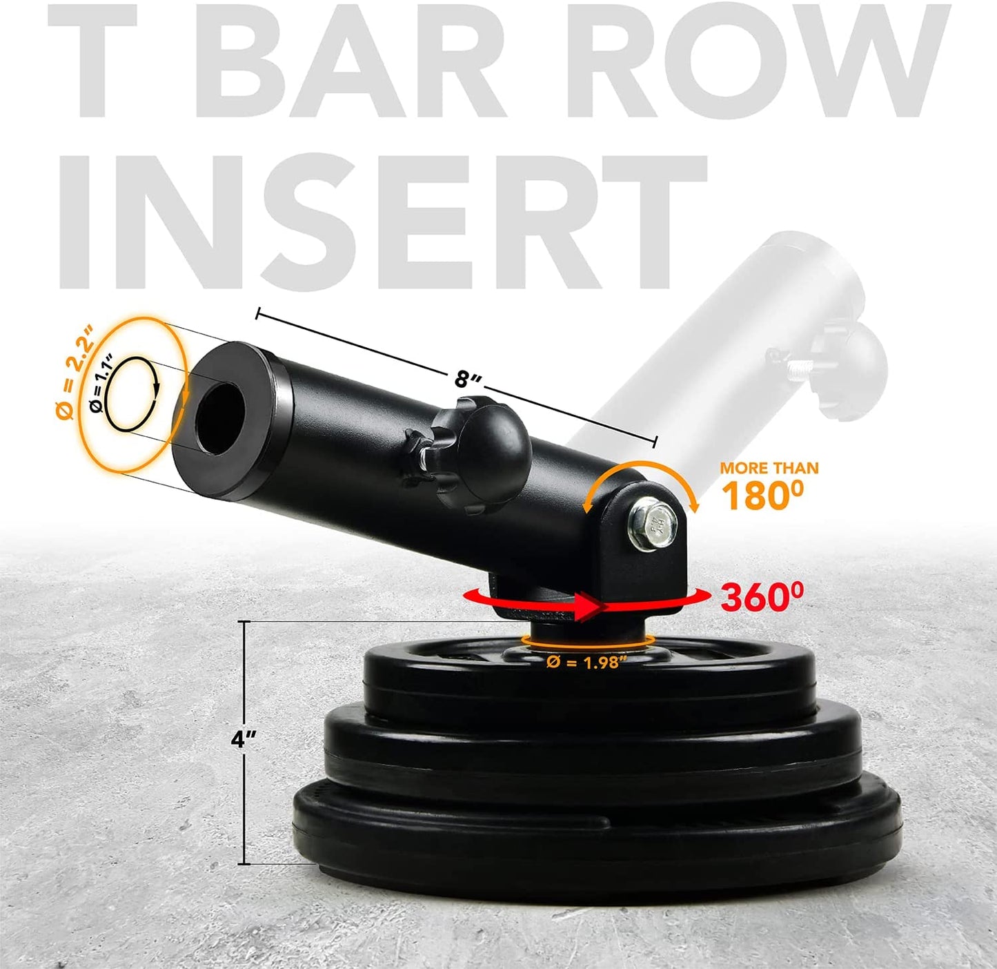 T-Bar Row Plate Post Insert Landmine Attachment – Fit 1" & 2” Olympic Bars – Full 360° Swivel & Easy to Install